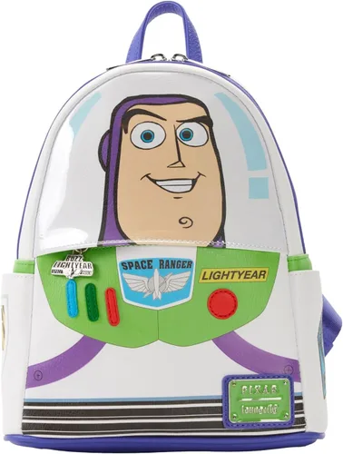 Vista 2 de Loungefly Disney Pixar Toy Story Buzz Lightyear - Bolso de hombro con doble correa para mujer, mini mochila, Multi, Mini, Mini mochila