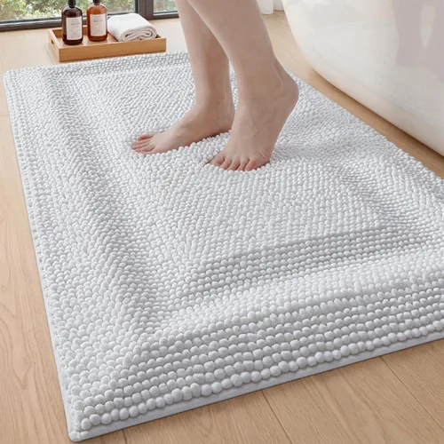 Vista 24 de DEXI Alfombrillas de baño para el baño 16x24, alfombra de baño antideslizante lavable, alfombrilla de baño de chenilla gruesa y suave absorbente