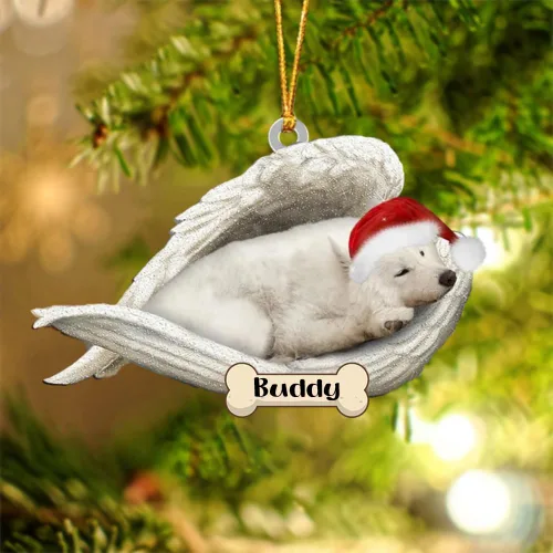Vista 96 de Afghan Hounds - Adorno de Navidad con alas de ángel durmiente, recuerdo personalizado para perros 2024, adorno de forma acrílica, regalos