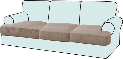 Vista 8 de Funda elástica para sillón con cojín en forma de T, funda de cojín individual para cojín de silla en forma de T, protector de tela jacquard gruesa