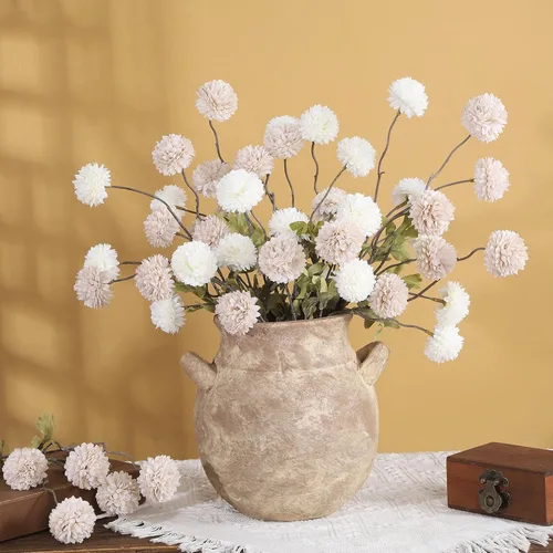 Vista 6 de DuHouse 6 piezas de flores artificiales de seda sintética pompón mamá