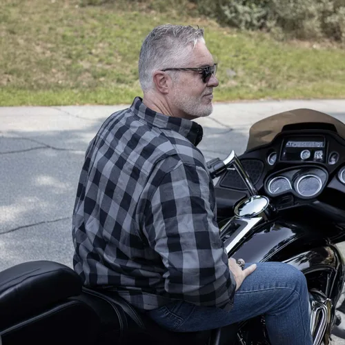 Vista 2 de Milwaukee Leather MPM1630 Camisa de motociclista de franela a cuadros para hombre con armadura CE - Reforzada con fibras de aramida