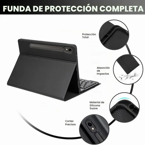 Vista 5 de Funda de teclado para Samsung Galaxy Tab S10 Lite/S10 FE/S9 FE de 10.9 pulgadas/Galaxy Tab S9 de 11 pulgadas 2023, mouse y teclado Bluetooth