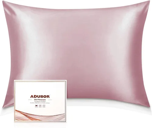 Vista 17 de Adubor Funda de almohada 100% de seda, fundas de almohada de seda de morera, 22 fibras de grado Momme 6A, funda de almohada de seda para la salud