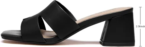 Vista 6 de Sandalias de tacón grueso con punta cuadrada abierta para mujer, sandalias bajas y cómodas de tacón bajo, sandalias casuales para el uso diario