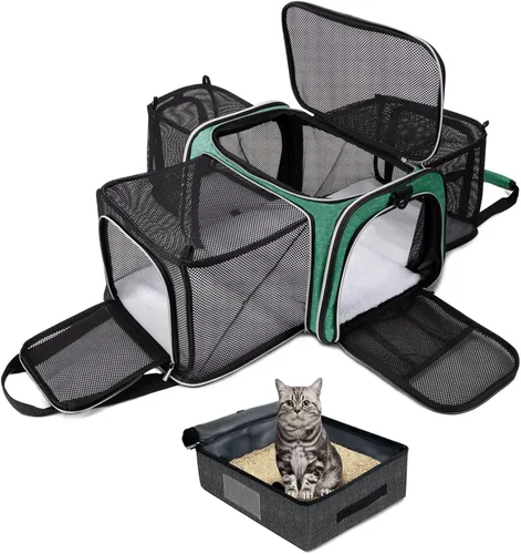 Vista 11 de BAGLHER Bolsa de Transporte para Gatos, Transportador de Mascotas Aprobado por Aerolíneas, de Cara Suave, Portador de Viaje para Mascotas, 5 Puertas