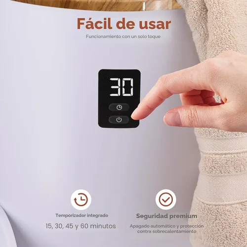 Vista 4 de SereneLife Calentador de toallas y mantas: calentador de toallas portátil de un solo toque para baño, soporte de disco fragante, anillo LED
