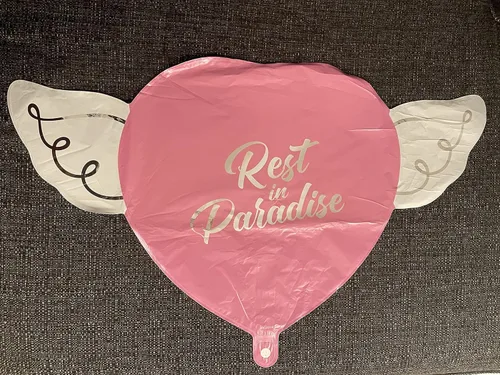 Vista 4 de Globos celestiales "Rest In Paradise" con corazón conmemorativo celestial con alas de ángel (rosa)