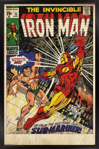 Vista 5 de Trends International 24 x 36 pulgadas Marvel Comics - Iron Man - Póster de pared con cubierta #25, 24 x 36 pulgadas, versión premium sin marco