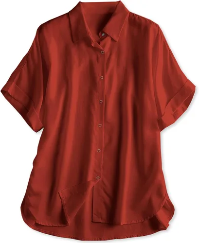 Vista 25 de Blusa suave casual de manga corta con broche frontal para mujer