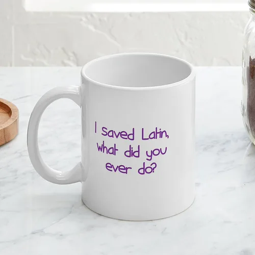 Vista 3 de CafePress I Saved Latin Mug Taza de café de cerámica de 11 oz (11.0 fl oz)