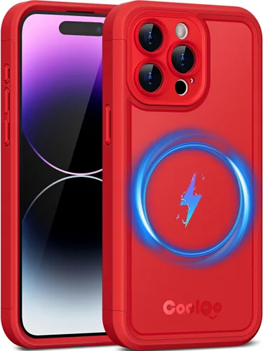 Vista 23 de COOLQO Funda magnética para iPhone 12, doble capa mate resistente a los arañazos, color negro