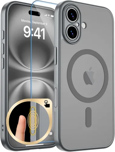 Vista 408 de zapica Funda magnética para iPhone Air, con protector de pantalla de vidrio templado, compatible con MagSafe, translúcida mate, a prueba de golpes