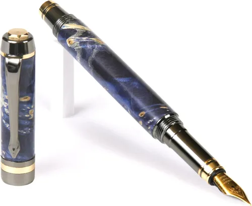 Vista 15 de Lanier Pens Pluma estilográfica Elite - Gun Metal - Negro y Blanco Ébano