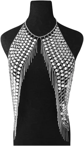Vista 5 de Cadena para el vientre del cuerpo de las mujeres plata sujetador joyería sexy collar bikini para fiesta en la playa