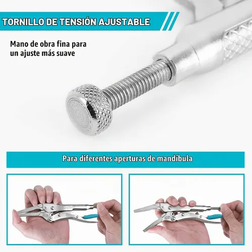 Vista 4 de DURATECH Alicates de bloqueo de nariz larga 6.5, construcción Cr-V con corte de alambre Alcanza áreas estrechas; presión de sujeción ajustable