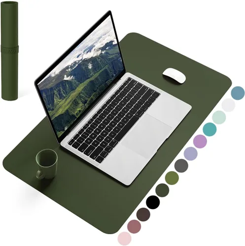 Vista 22 de YSAGi Alfombrilla de Escritorio de Cuero Antideslizante, Alfombrilla de Teclado para Escritorio de Computadora Portátil Impermeable, Protector