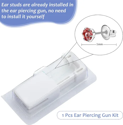 Vista 4 de Chumia 12 unidades de herramienta desechable para perforación de orejas con 12 piezas de pendientes de seguridad (5 mm) sin dolor, fácil de usar