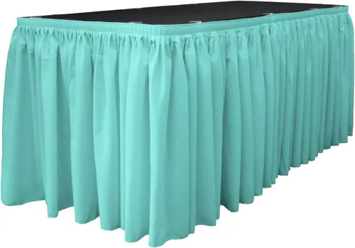 Vista 59 de LA Linen Falda de mesa de popelina de poliéster para mesas rectangulares, tela plisada para banquetes de boda, 14 pies por 29 pulgadas de largo