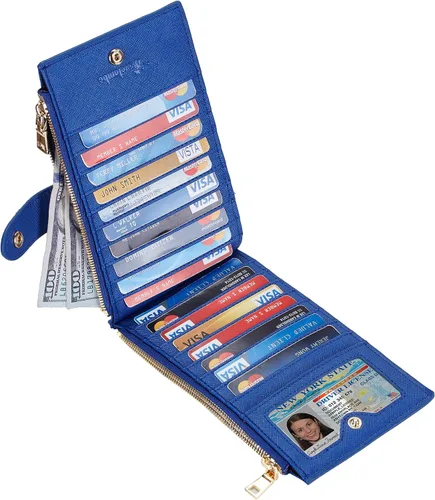 Vista 2 de Travelambo Cartera para mujer con bloqueo RFID y bolsillo con cremallera