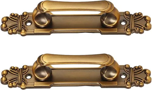 Vista 8 de Haofy Manija de puerta de estilo europeo, manijas de armario antiguas Manijas de puerta deslizante de metal para accesorios de armario de cajones