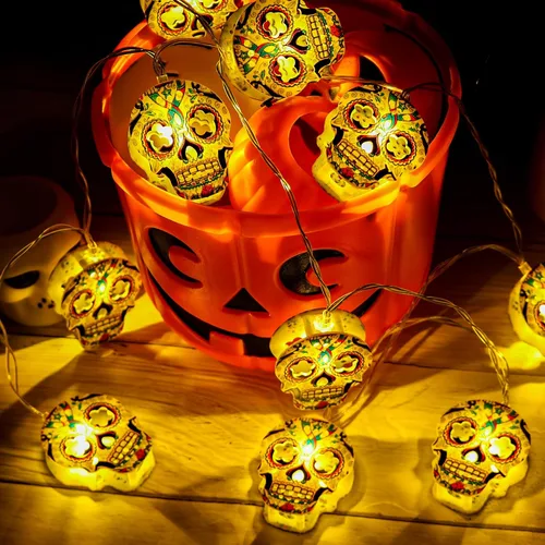 Vista 17 de Guirnalda de luces de Halloween de 10 pies, 20 luces LED, funciona con pilas, para decoración de fiesta de Halloween