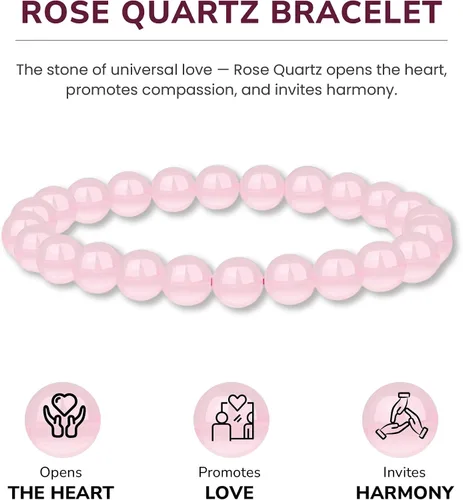 Vista 4 de Crystal Vibe Pulseras de cuentas de 0.315 in para mujeres y hombres, pulseras de cristal con piedras preciosas naturales, tamaño elástico ajustable