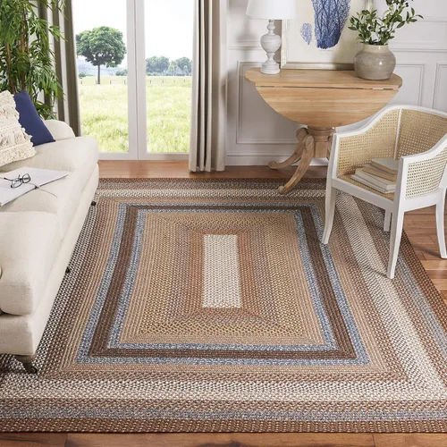 Vista 8 de Safavieh Braided Collection BRD313A tapete de lana hecho a mano color café, Algodón Marrón (Brown/Multi)