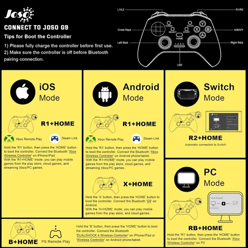 Vista 8 de Joso Wireless Mobile Gaming Controller for iPhone, Android, iPad, Tablet, PC, Phone Controller with Phone Clip Supports Cloud Game, COD Mobile