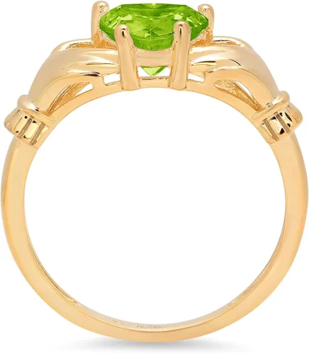 Vista 2 de Clara Pucci 1.52ct Corazón Corte Irlandés Claddagh Solitario Impecable Genuino Natural Puro Verde Peridoto Piedra Preciosa VVS1 Diseñador Moderno