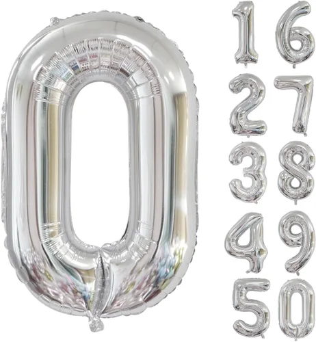 Vista 324 de Globos gigantes de helio de aluminio de 40 pulgadas, color negro, globos digitales grandes del número 0 para decoración de fiesta de cumpleaños