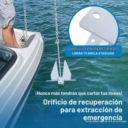Vista 4 de Kit de anclaje para lancha pesada Fluke Anchor con cadena de anclaje y cuerda de anclaje para lancha para incluir anclajes de barco para barcos
