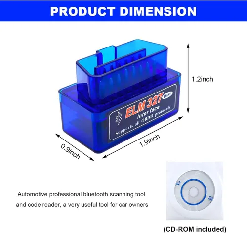Vista 2 de ELM327 OBDII Escáner de diagnóstico para auto, herramienta de escaneo Bluetooth inalámbrico profesional, detector de fallas, lector de códigos