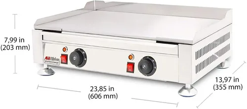 Vista 2 de ALDKitchen Plancha plana Parrilla compacta Teppanyaki con escápula Control manual 110 V (23.85 x 13.97 pulgadas)