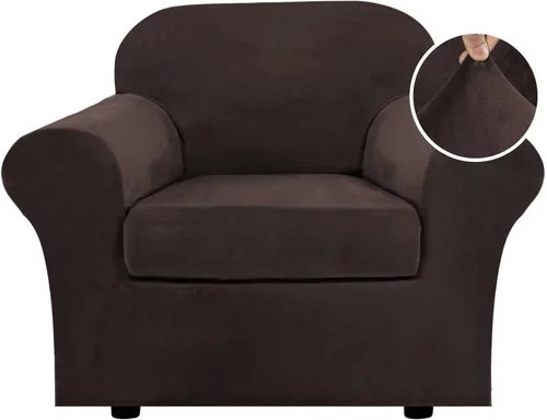 Vista 28 de H.VERSAILTEX - Funda elástica para sofá de 2 piezas, funda protectora de terciopelo, suave, con parte inferior elástica, con un ancho de hasta 49
