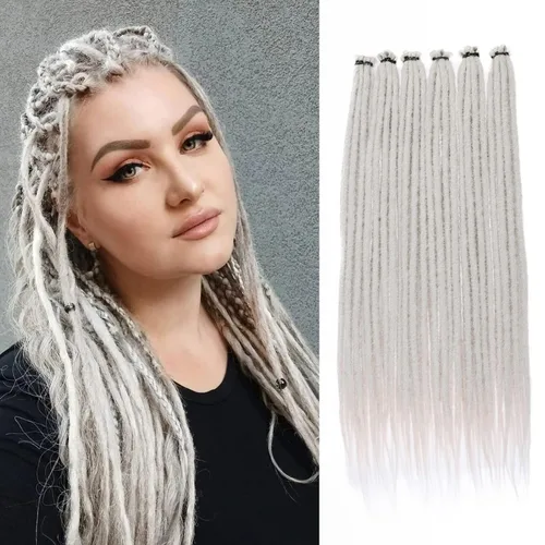 Vista 58 de Leeven Extensiones de Rastas Sintéticas de Doble Punta de 24 Pulgadas 30 Hebras Rastas Boho 613 Rubio 3 Estilos Mixtas Onduladas Rizadas DE Rastas