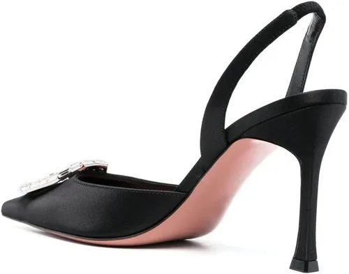 Vista 3 de Arqa Zapatos de tacón alto con punta puntiaguda de satén para mujer, tacones altos adornados con cristales elegantes y tacones de aguja para boda