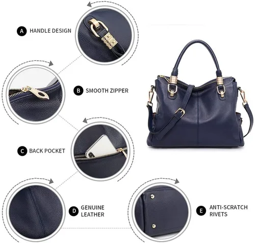 Vista 24 de Kattee Cartera bandolera estilo urbano de cuero para mujer