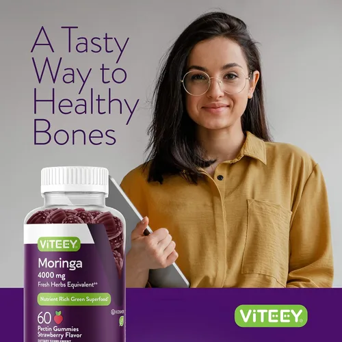 Vista 6 de Viteey Moringa Gummies - 4,000 mg [de 400 mg de extracto 10: 1] de Moringa Suplemento Super Greens - Gomitas antioxidantes para el bienestar