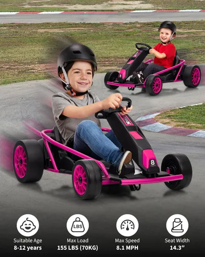 Vista 8 de Go Kart alimentado por batería de 24 V para niños de 8 a 15 años Azul