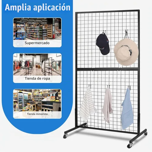 Vista 6 de NectaCol Paneles de pared de rejilla, 2 paquetes de paneles de pared de rejilla de 3 x 6 pies con base en T, estante de exhibición de rejilla