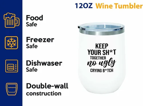 Vista 2 de Bride Proposal White Edition Vaso de vino de 12 onzas – No Ugly Crying – Regalo conmovedor para ceremonia de boda, despedida de soltera de hermana
