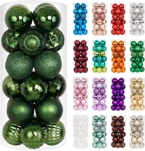 Vista 30 de XmasExp Juego de 24 mini esferas de Navidad inastillables para bolas de árbol de Navidad, 1.18 pulgadas (negro)