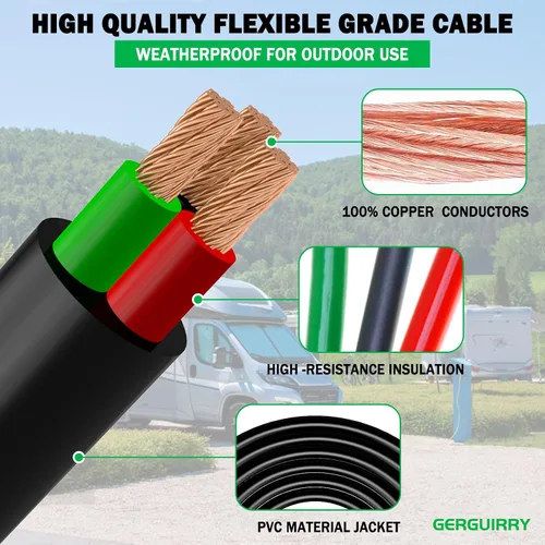 Vista 4 de Gerguirry Cable de extensión para secadora de 3 clavijas y 50 pies, cable resistente NEMA 10-30P de 30 amperios a 10-30R, uso para extensión