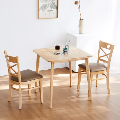 Vista 6 de Canberra - Mesa de comedor cuadrada de madera de 28.3 pulgadas/mesa de cocina moderna de roble malayo de mediados de siglo (roble natural)