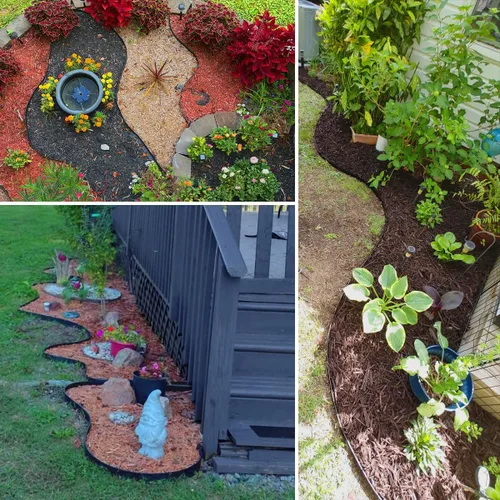 Vista 6 de Bordes de jardín de 1.5 pulgadas x 98 pies, bordes de paisaje negro con 150 estacas de plástico, valla flexible de bricolaje para paisajismo, cama