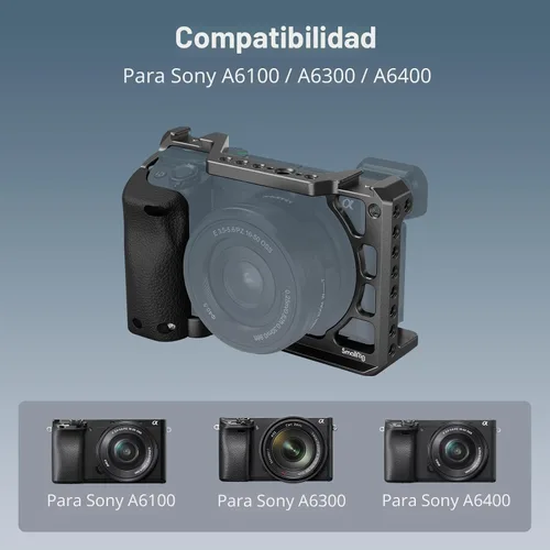 Vista 4 de SmallRig Jaula con mango de silicona y zapata fría para Sony a6100, a6300, a6400-3164