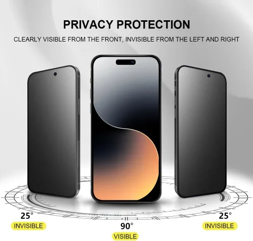 Vista 3 de Protector de pantalla de privacidad mate para iPhone 15 Pro de 6.1 pulgadas con protector de lente de cámara, cobertura completa, antirreflejos