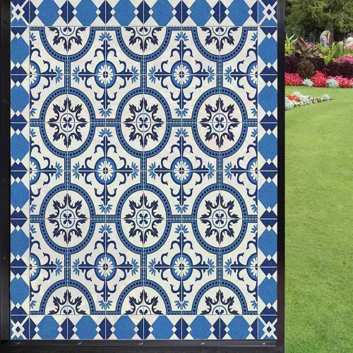 Vista 12 de Película de privacidad antigua para ventana, detalle de incrustaciones y tallas geométricas, arquitectura de la tumba del Taj Mahal, película