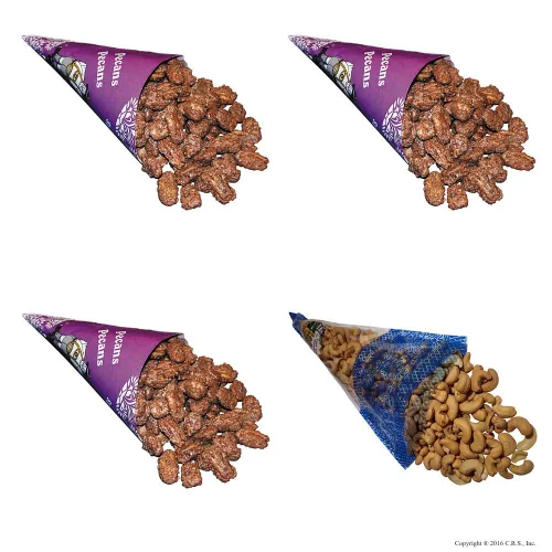 Vista 7 de The Nutty Bavarian Almendras tostadas glaseadas con canela, anacardos, nueces pecanas y anacardos ligeramente salados en paquete de 4 conos